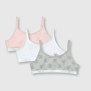 Peto de niña 3 pack estampado Gris melange