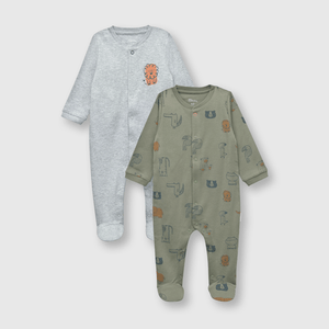Enterizo de bebé niño 2 pack animales Verde militar