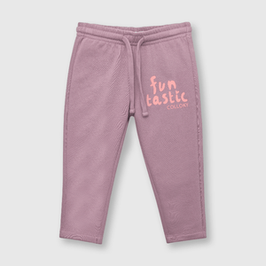 Pantalón de bebé niña de buzo estampado morado