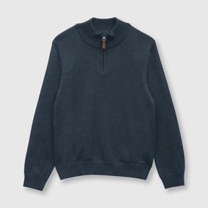 Sweater de niño clasico medio cierre blue denim
