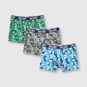 Boxer de niño 3 pack estampado Gris melange