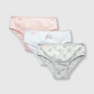 Calzón de niña 3 pack estampado light gray