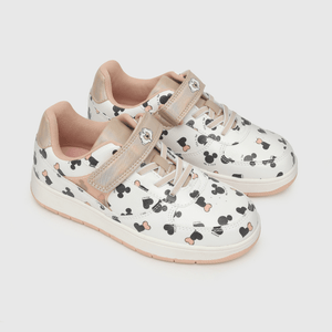 Zapatilla para niña minnie velcro elástico blanca