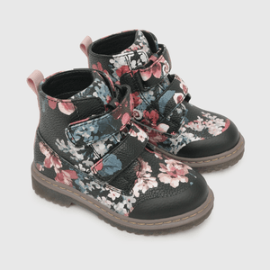 Botin para niña de niña dos velcros estampado negro