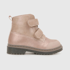 Botin para niña de niña dos velcros metalizado rosado