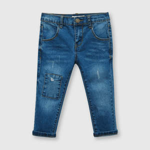 Jeans de bebé niño con parches Denim