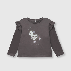 Polo de bebé niña pingüino Grafito