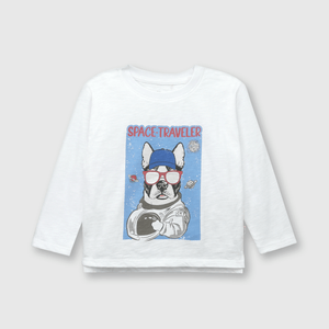 Polo de bebé niño perro astronauta blanco / white