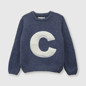 Sweater de bebé niño jaspeado Denim