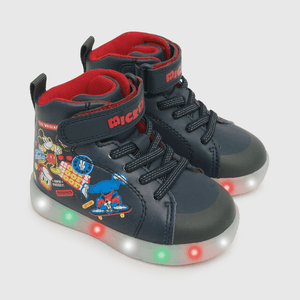Zapatilla para niño luces velcro elastico mickey y amigos azul