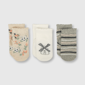 Medias de bebé niña 3 pack light beige melange