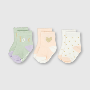 Medias de bebé niña 3 pack off white