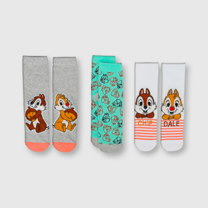 Medias de niña 3 pack Chip & Dale Gris melange