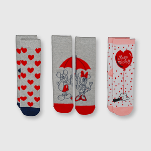 Medias de niña 3 pack Minnie y Mickey Gris melange