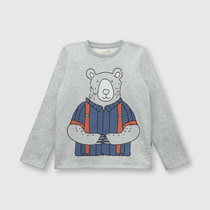 Pijama de niño de franela Gris melange