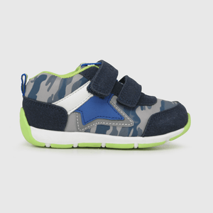 Zapatilla para niño de niño 2 velcros estrella caña baja azul