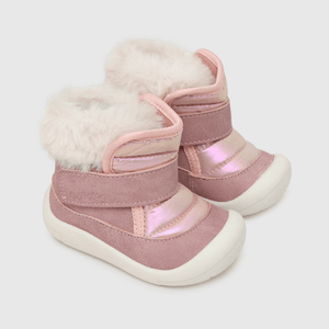 Botin para niña lavanda niña con fur y velcro de caña media morado