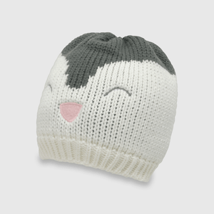 Gorro baby de bebé niña de lana pingüino off white