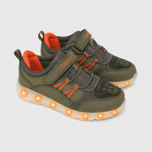 Zapatilla de niño luces serpiente verde musgo