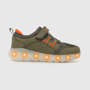 Zapatilla de niño luces serpiente verde musgo