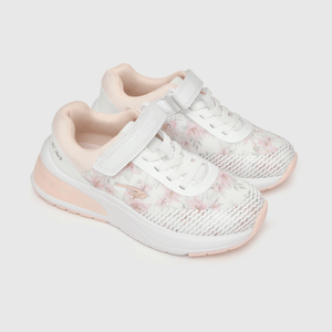 Zapatilla de niña deportiva estampada flores blanco / white