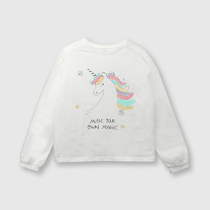 Polo de niña unicornio off white