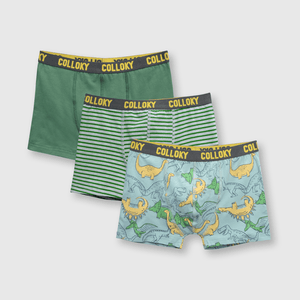 Boxer de niño de algodón elsaticado 3 pack green / verde