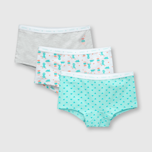 Calzón de niña de algodón elsaticado 3 pack menta