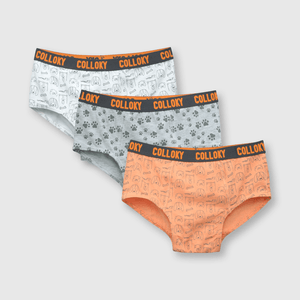 Calzoncillo de niño de algodón elsaticado 3 pack Gris melange