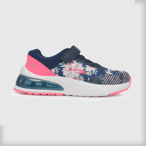 Zapatilla de niña deportiva estampada flores azul / blue