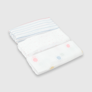 Pañal de bebé niña de muselina 3 pack off white