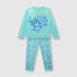Pijama de niña princess de algodón aqua