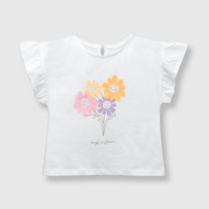 Polo de bebé niña flores de bebe niña flores off white