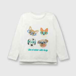 Polo de bebé niño perros off white