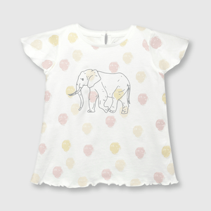 Polo de bebé niña elefante off white