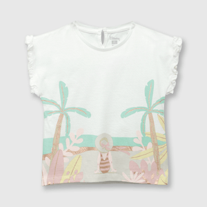 Polo de bebe niña tropical off white