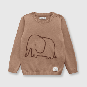 Sweater de bebé niño elefante cafe / brown