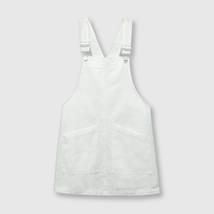 Vestido de niña jardinera off white