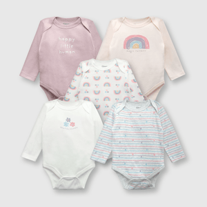 Pack bodies de bebé niña 5 pack Gris melange