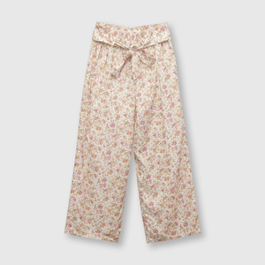 Pantalón de niña flores beige