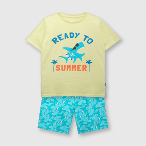 Pijama de niño de algodón aqua