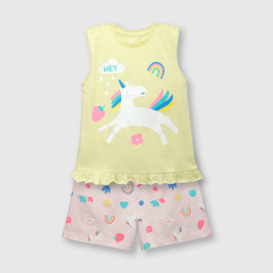 Pijama de niña de algodón pink / rosado