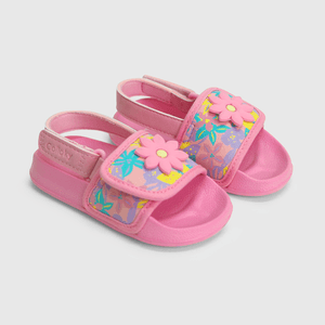 Pantinas de niña playa estampada flor fucsia