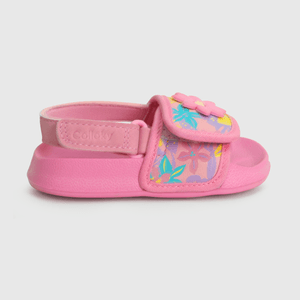 Pantinas de niña playa estampada flor fucsia