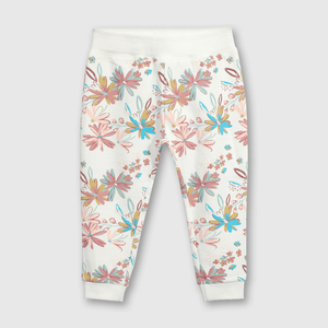 Pantalón buzo de buzo floreado Crema