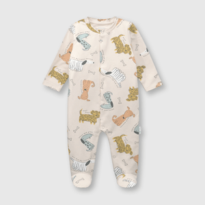 Enterizo de bebé niño perros beige