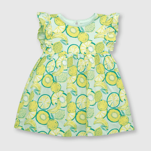 Vestido de bebé niña de algodón aqua