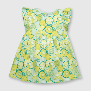 Vestido de bebé niña de algodón aqua